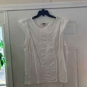 LOFT White Lace Trim Blouse